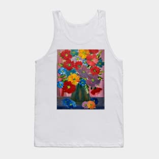 A beautiful bouquet of mixed flowers in a gold and turquoise vase Tank Top